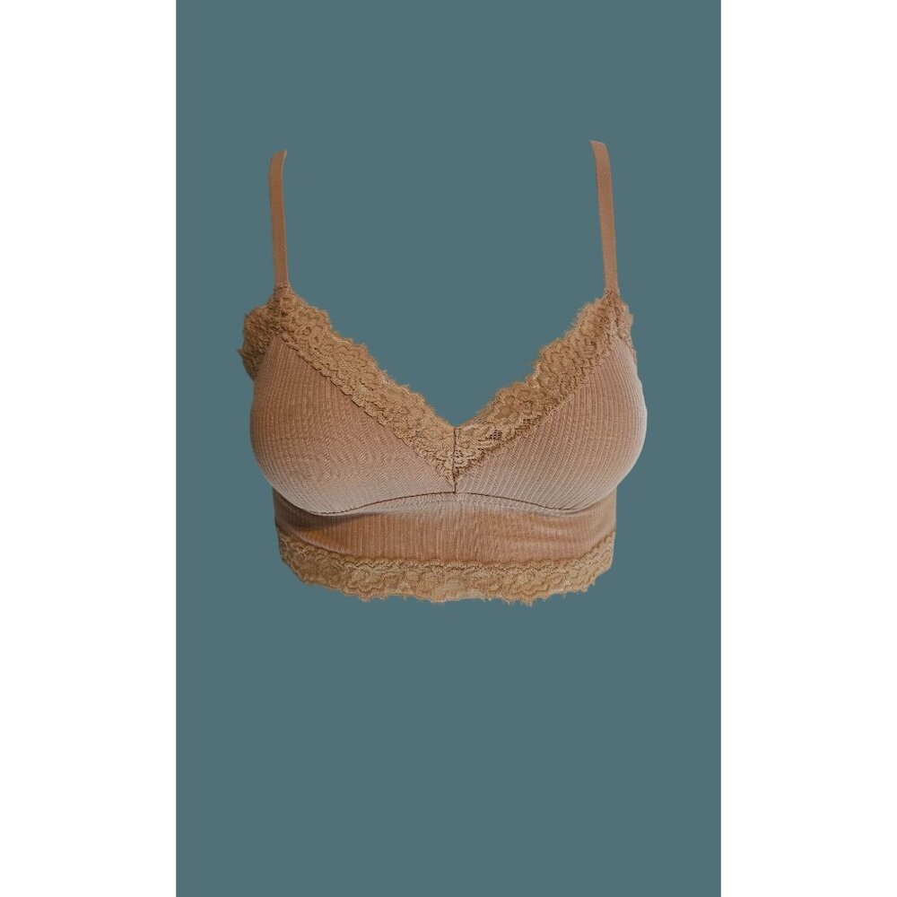 NWT Online By Aerie Ribbed Lace Trim Bralette Women Size XS Feminine Layering